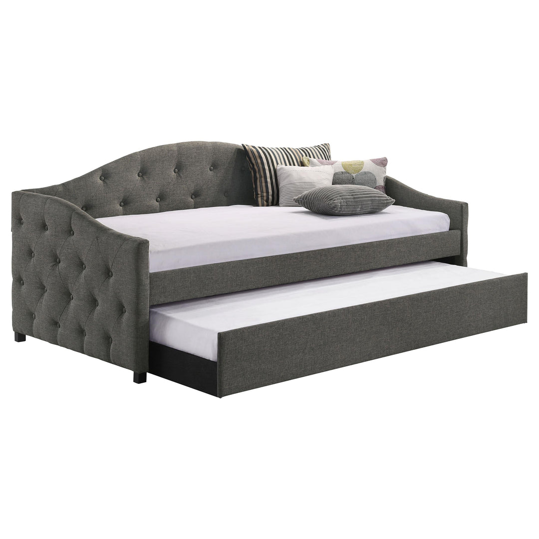 Coaster Furniture 300638 Sadie Upholstered Twin Daybed with Trundle Grey