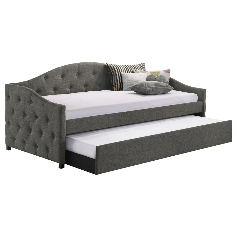 Coaster Furniture 300638 Sadie Upholstered Twin Daybed with Trundle Grey