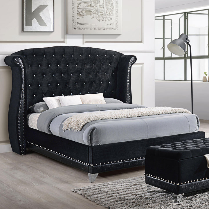 coaster-furniture-300643q-barzini-upholstered-queen-wingback-bed-black