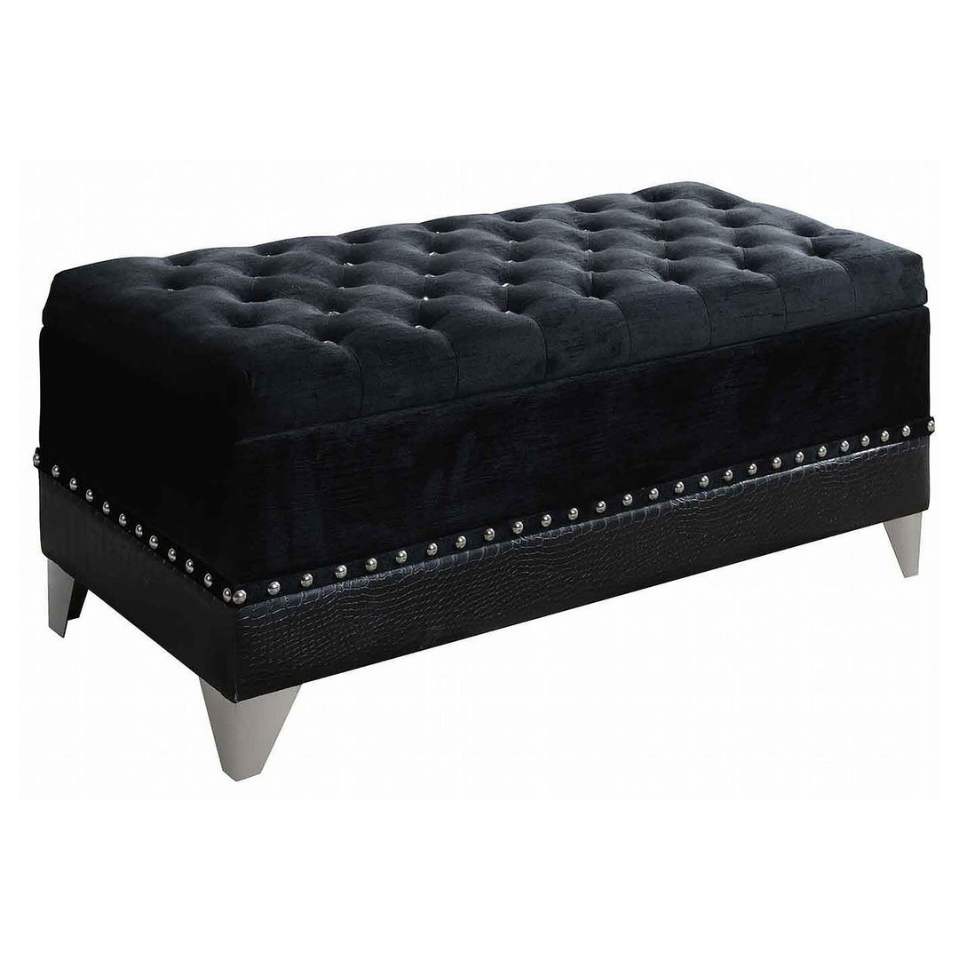 Coaster Furniture 300644 Barzini Velvet Upholstered Tufted Storage Bench Black