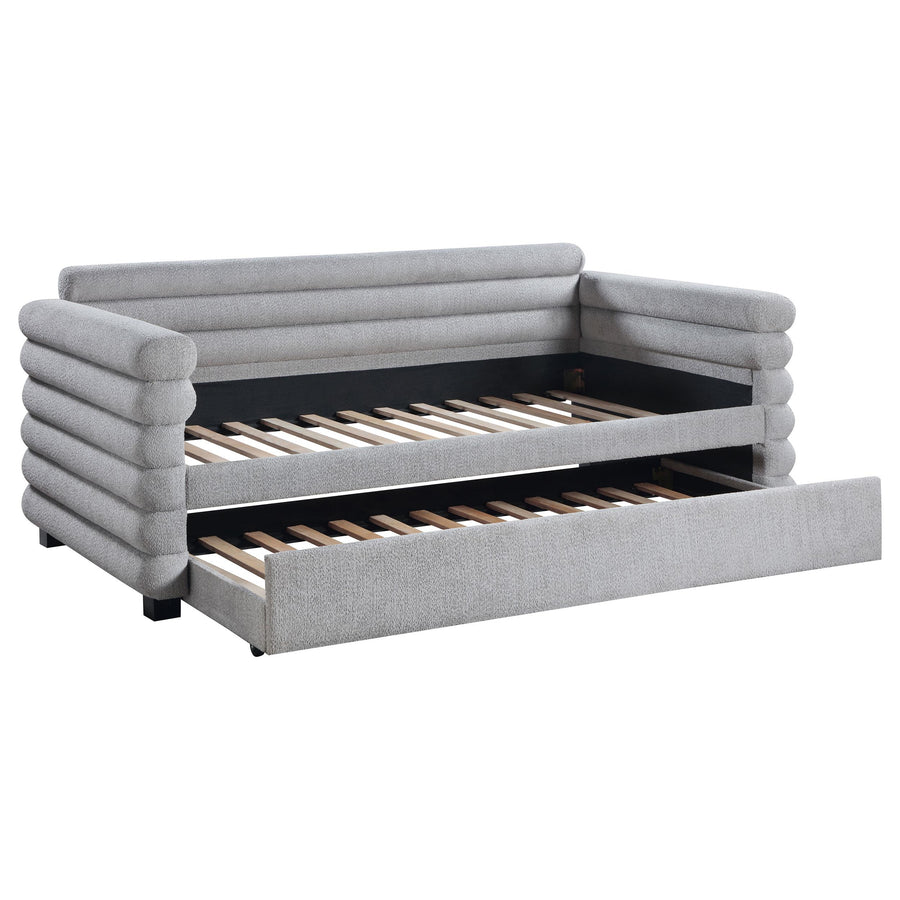 Coaster Furniture 300718 Patricia Boucle Upholstered Twin Day Bed with Trundle Grey