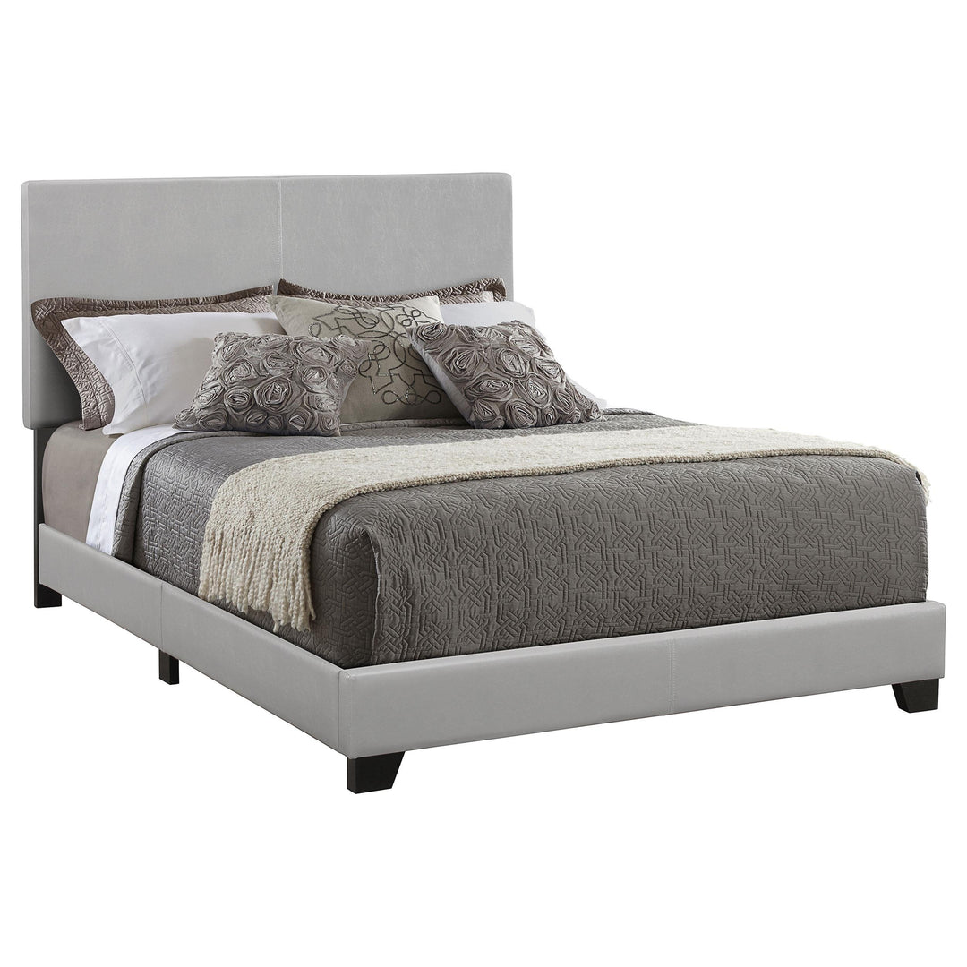 Coaster Furniture 300763Q Dorian Faux Leather Upholstered Queen Panel Bed Grey