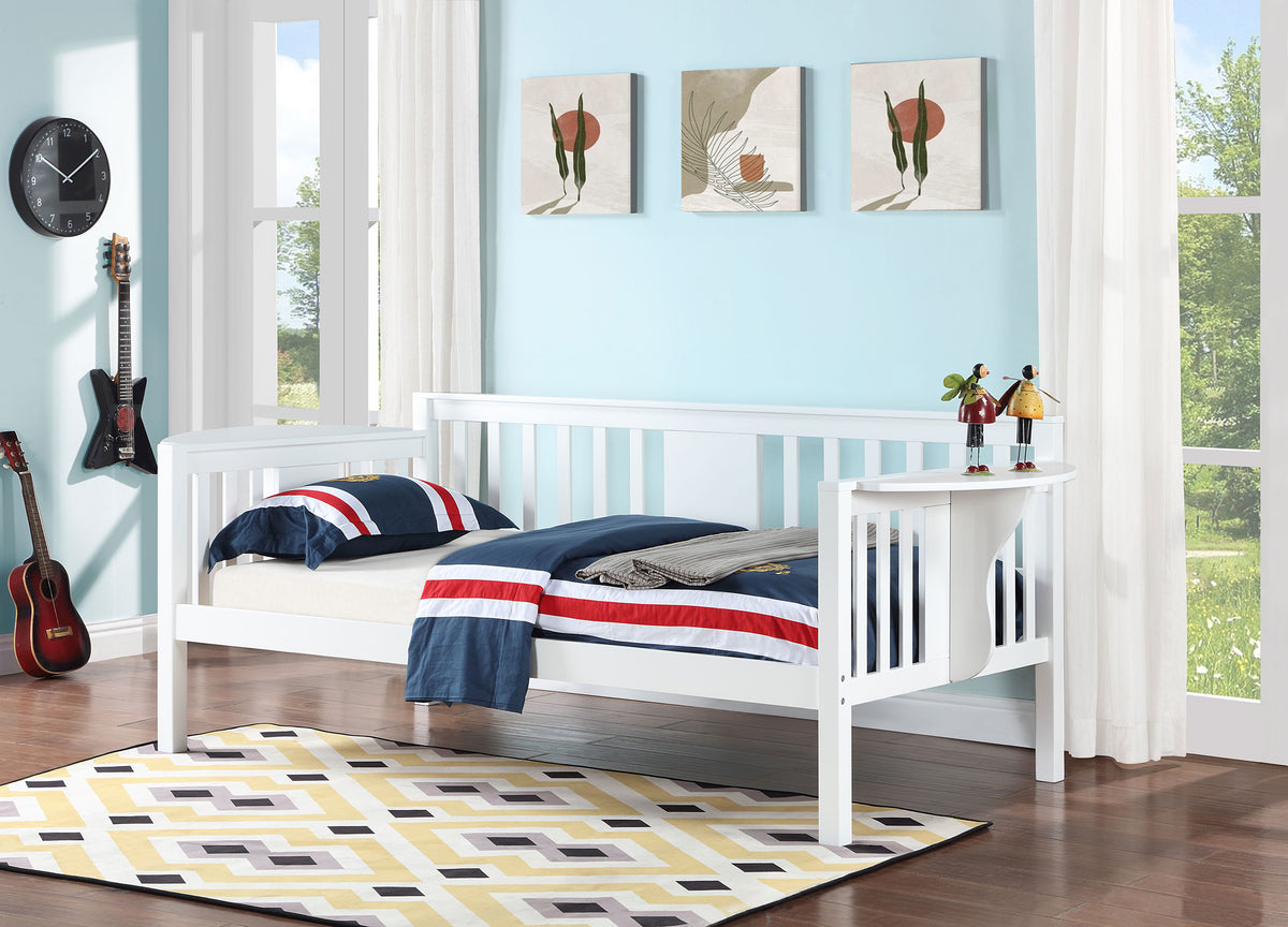 Bethany - Wood Twin Daybed With Drop-Down Tables - White