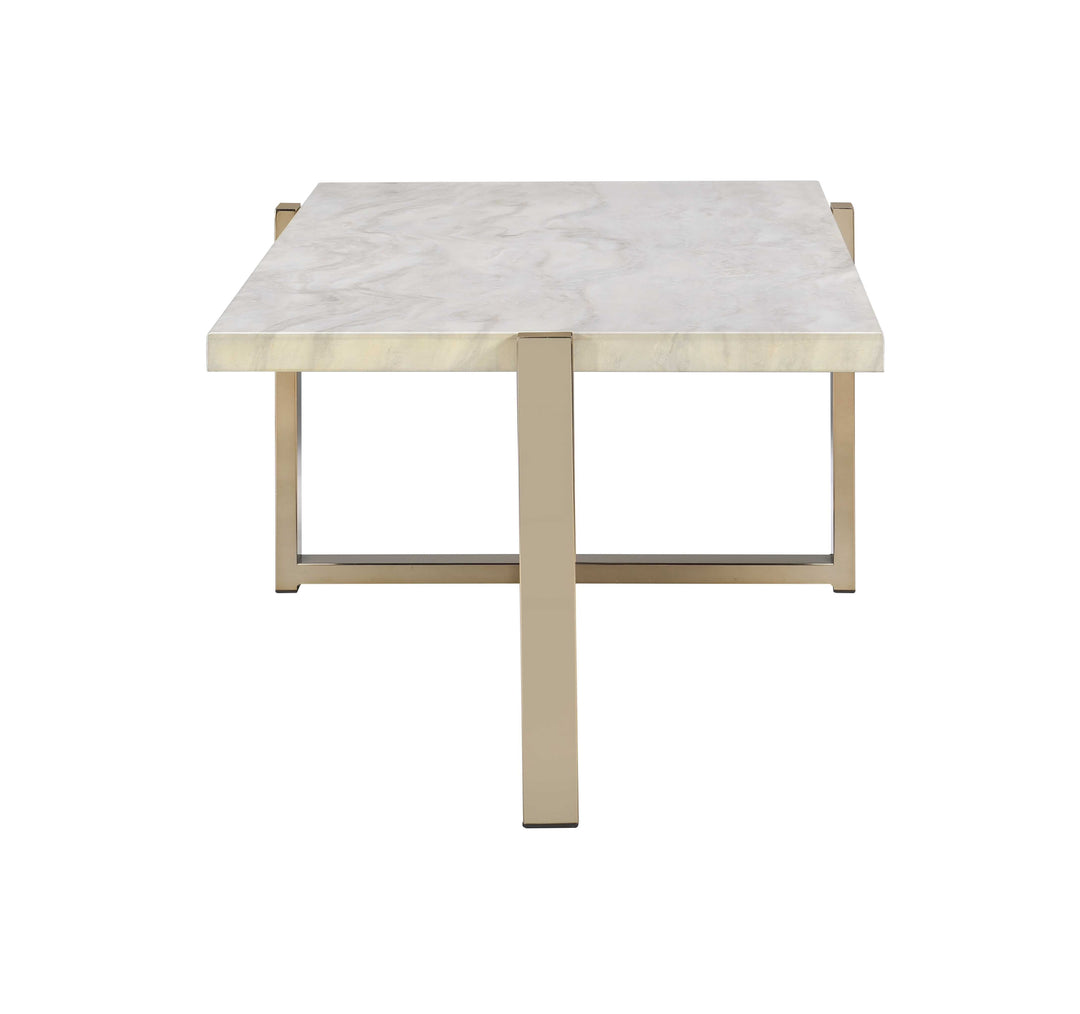 Feit - Faux Marble Top Coffee Table - White Marble