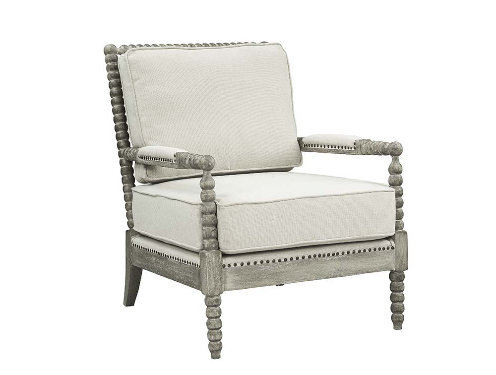 Saraid - Accent Chair - Beige Linen & Gray Oak