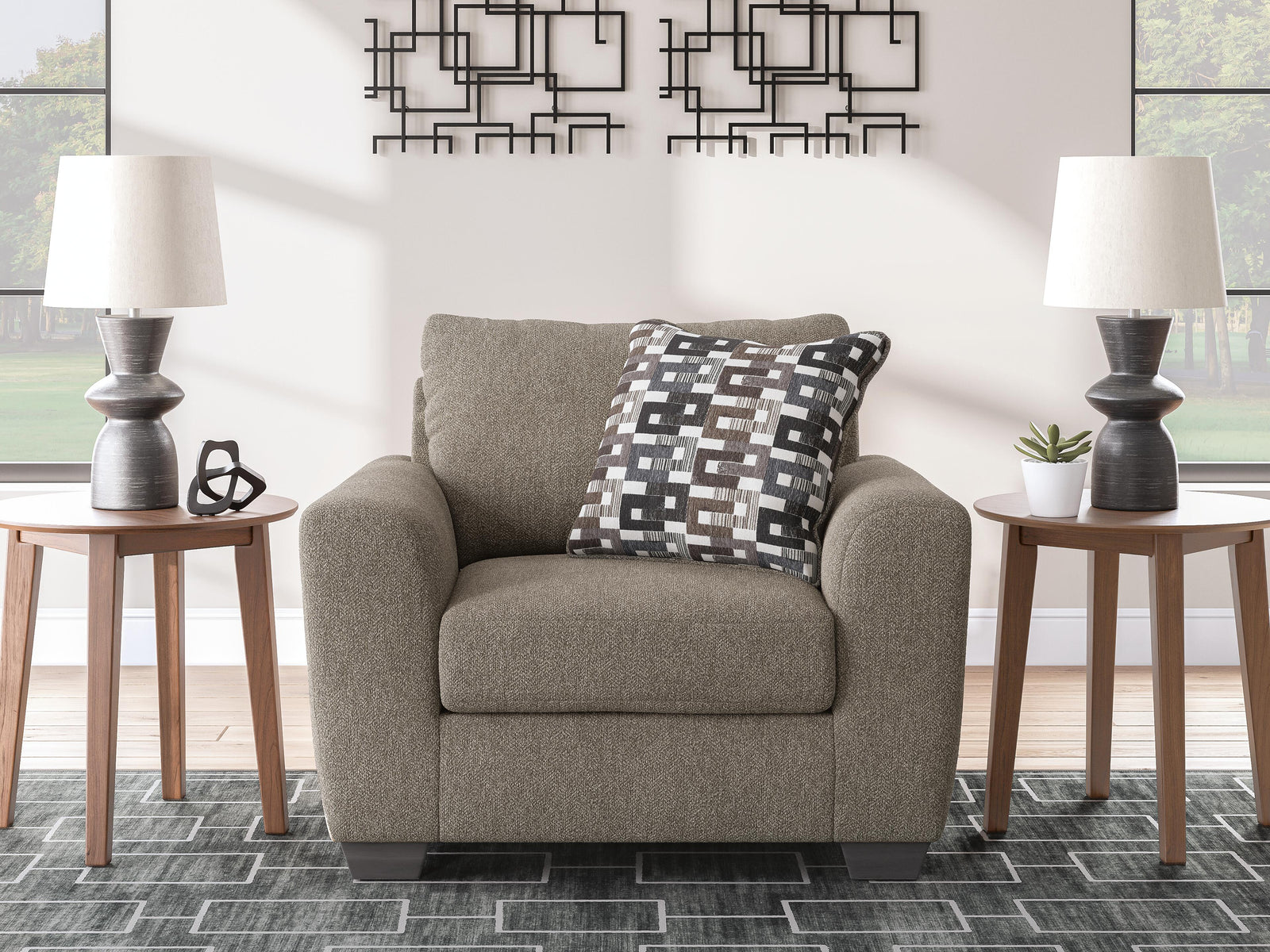 Triston-Peaks Oversized Chair - Beige (2)
