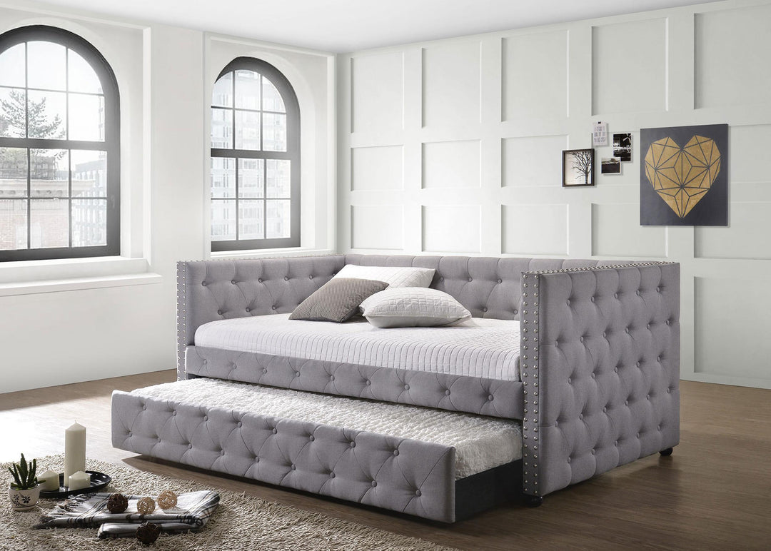 Coaster Furniture 302161 Mockern Upholstered Twin Daybed with Trundle Grey