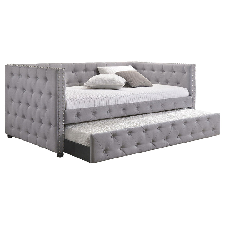 Coaster Furniture 302161 Mockern Upholstered Twin Daybed with Trundle Grey
