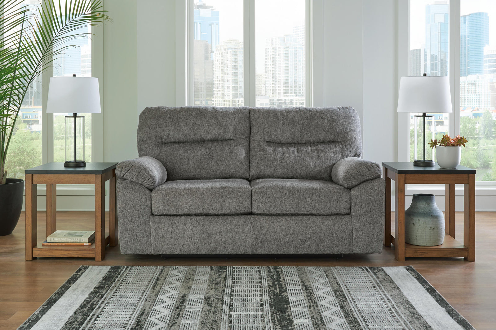 Bindura Glider Loveseat - Dark Gray (2)