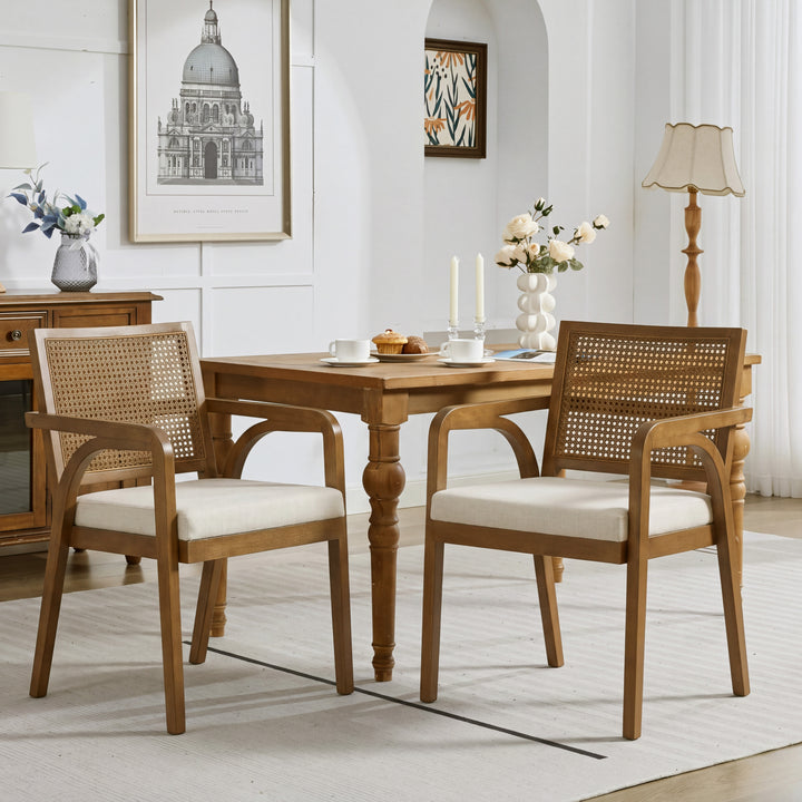 Mid-Century Cane Back Dining Chair – Walnut (Set of 2)