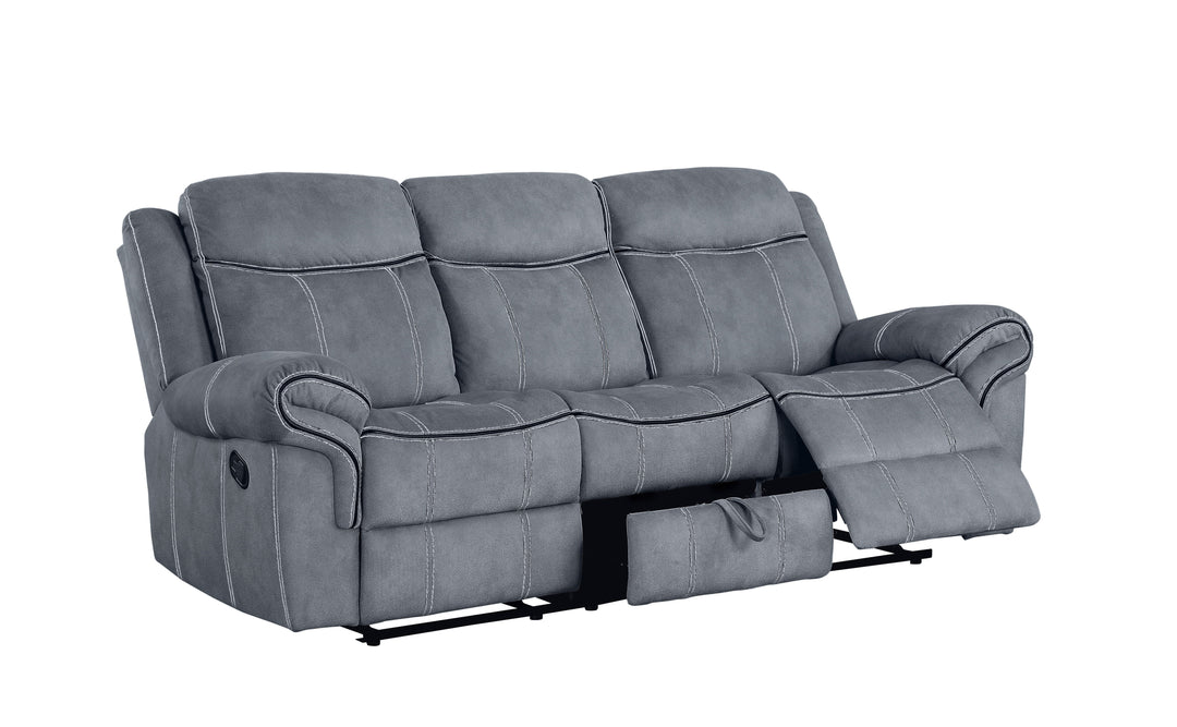 Zubaida - Two Tone Velvet Recliner Sofa With USB Port Drop Down Table - Gray