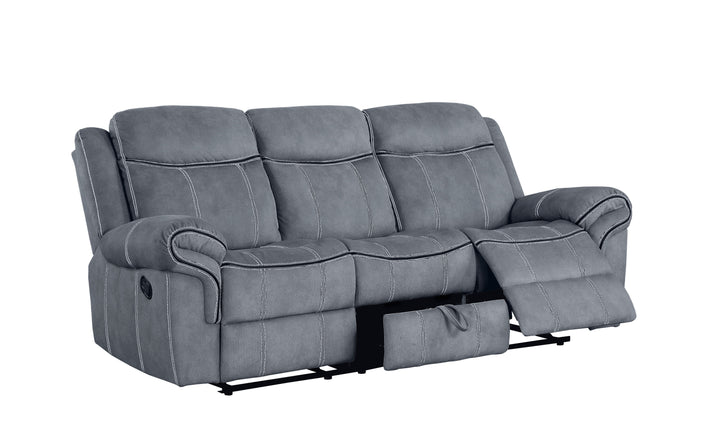 Zubaida - Two Tone Velvet Recliner Sofa With USB Port Drop Down Table - Gray
