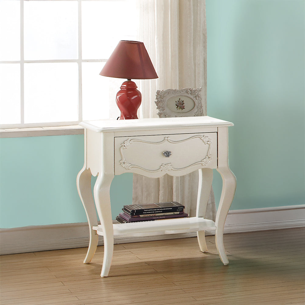 Edalene Nightstand in Pearl White Finish