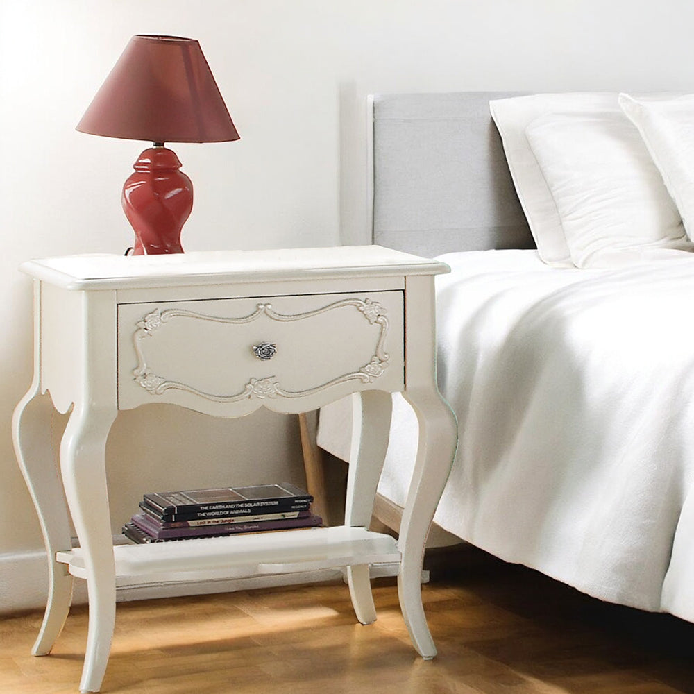Edalene Nightstand in Pearl White Finish