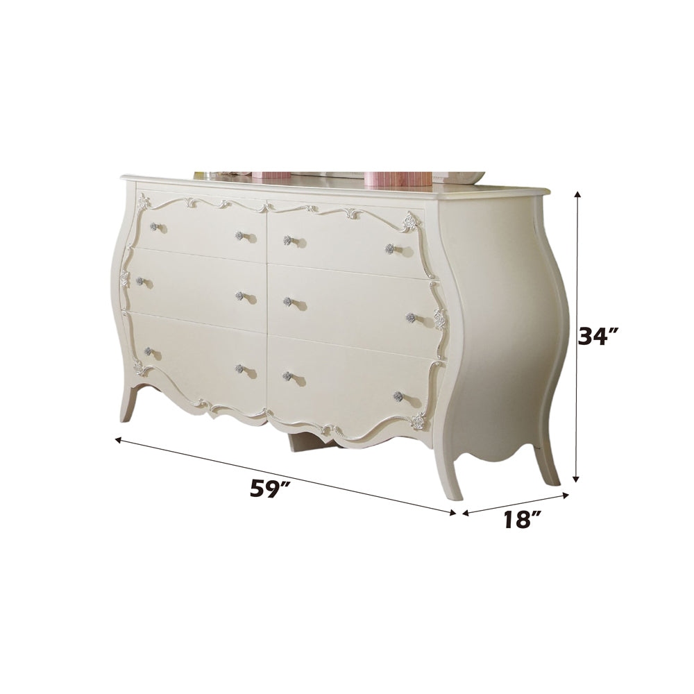 Edalene Dresser in Pearl White - dimensions