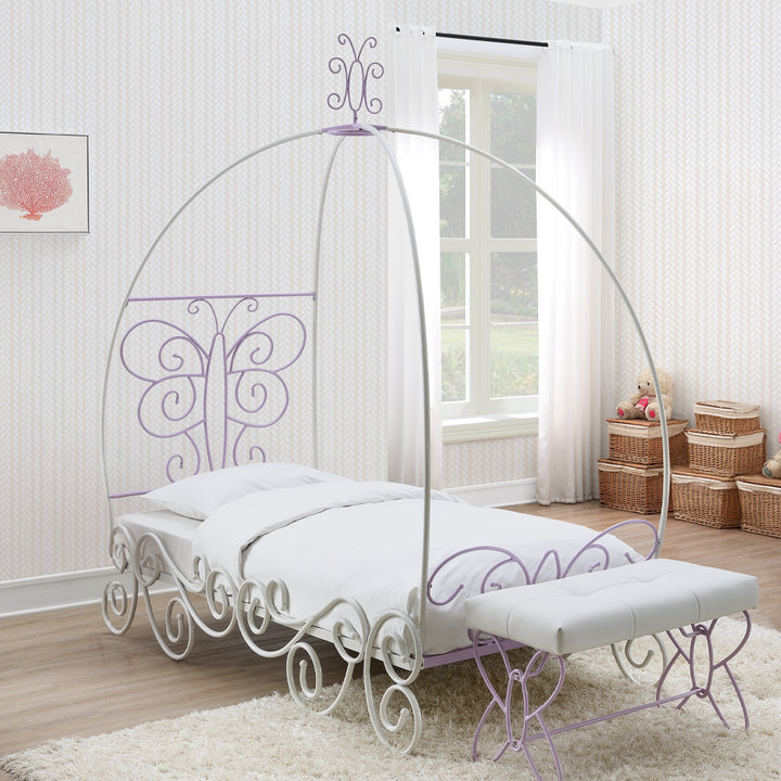 Priya II Full Bed with Canopy in White &amp; Light Purple