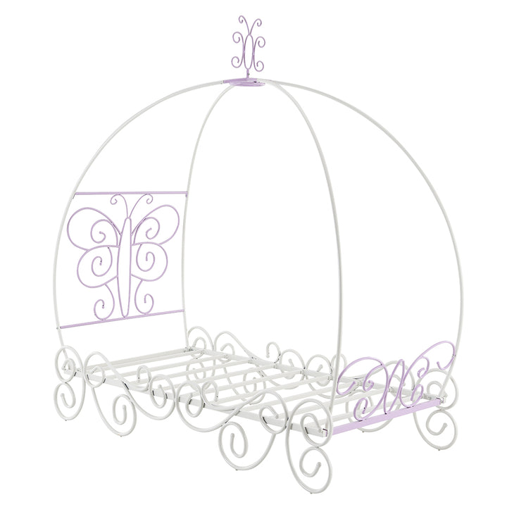 Priya II Full Bed with Canopy in White &amp; Light Purple