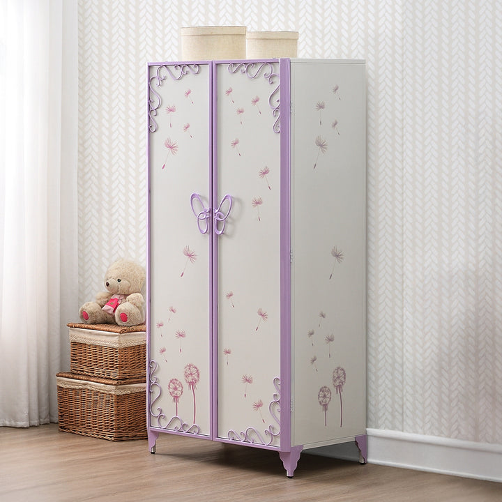 Priya II Wardrobe in White &amp; Light Purple
