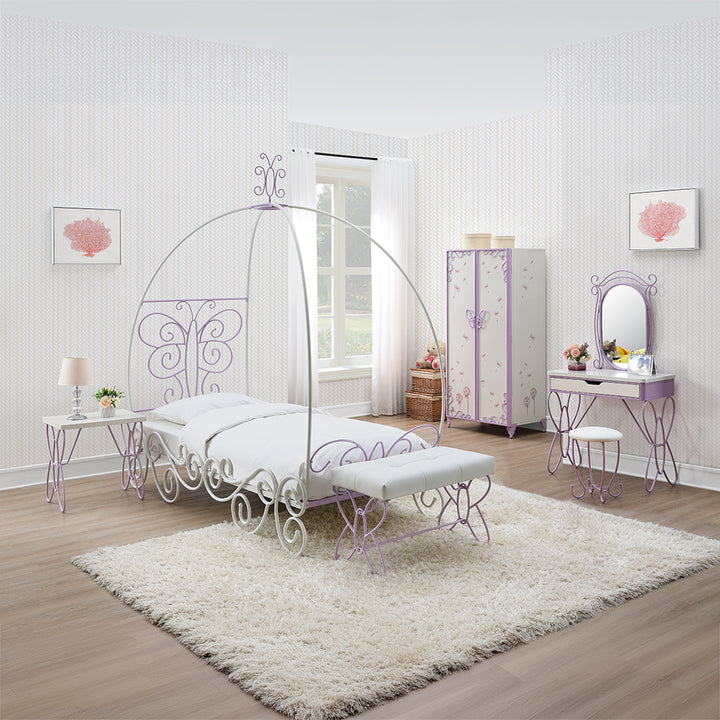 Priya II Wardrobe in White &amp; Light Purple - lifestyle