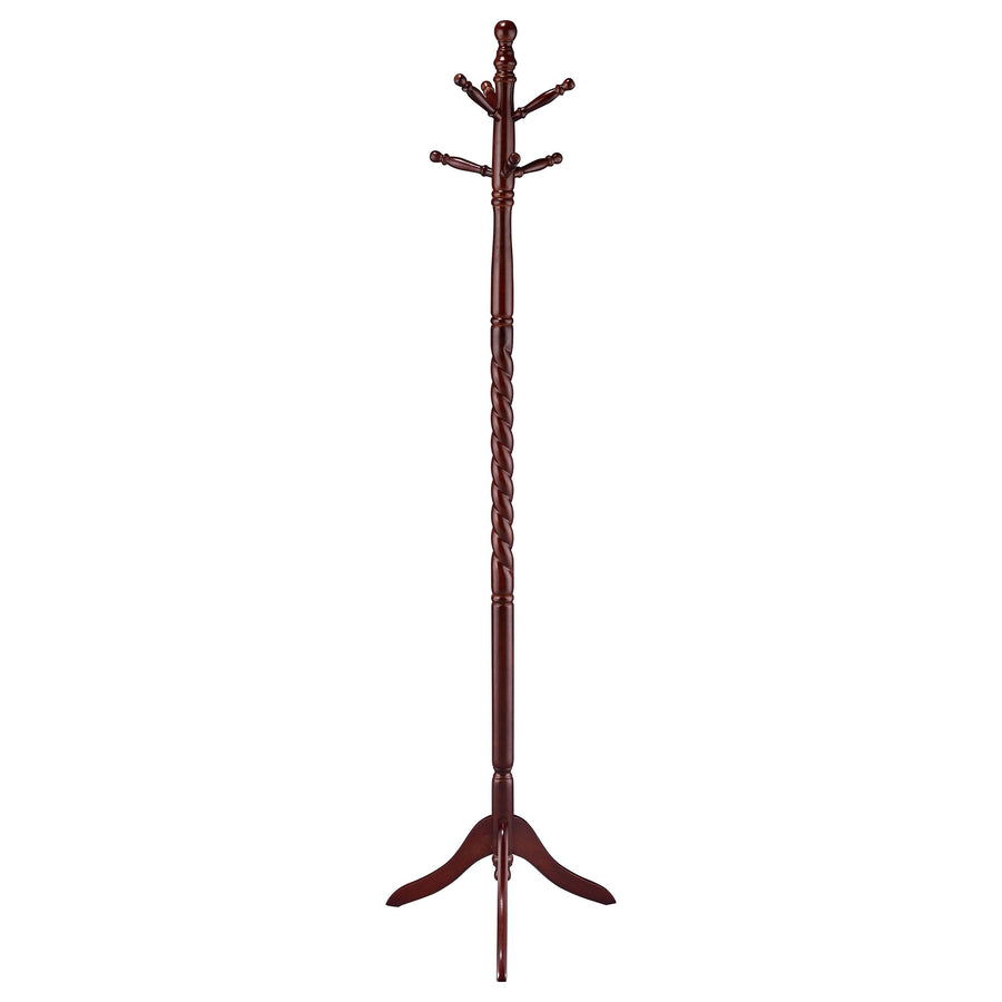 Coaster Furniture 3058 Riona 6 Hook Freestanding Wood Coat Rack Hat Hanger Merlot