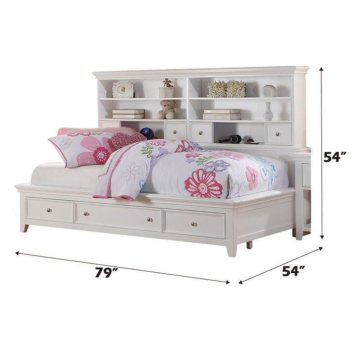 Lacey Daybed with Storage (Twin) in White - dimensions