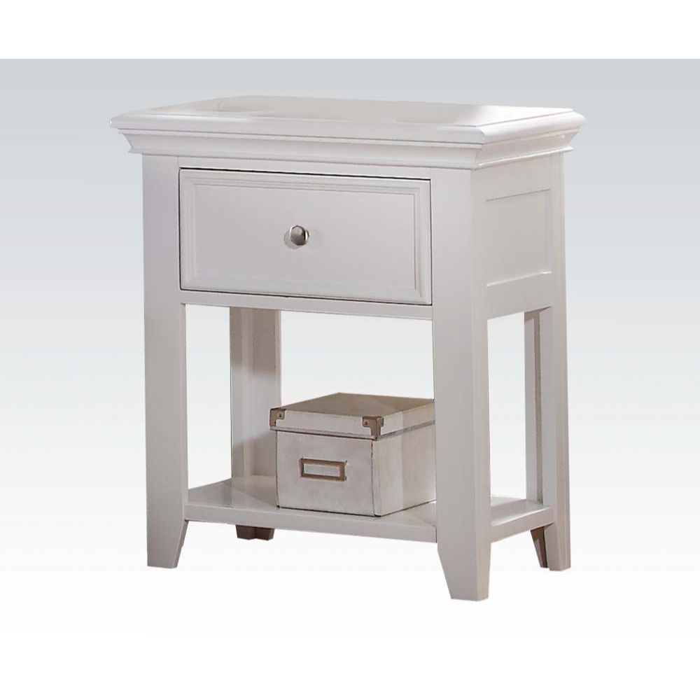 Lacey Nightstand with 1 Drawer in White Finish