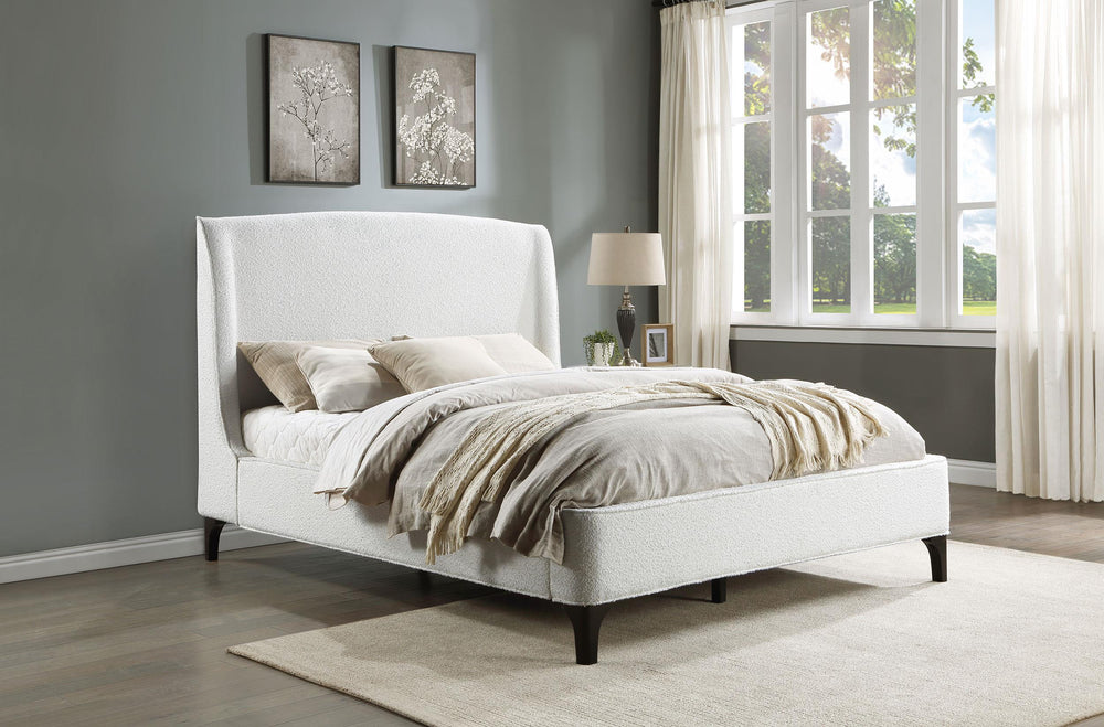 Coaster Furniture 306020Q Mosby Upholstered Queen Wingback Bed Snow