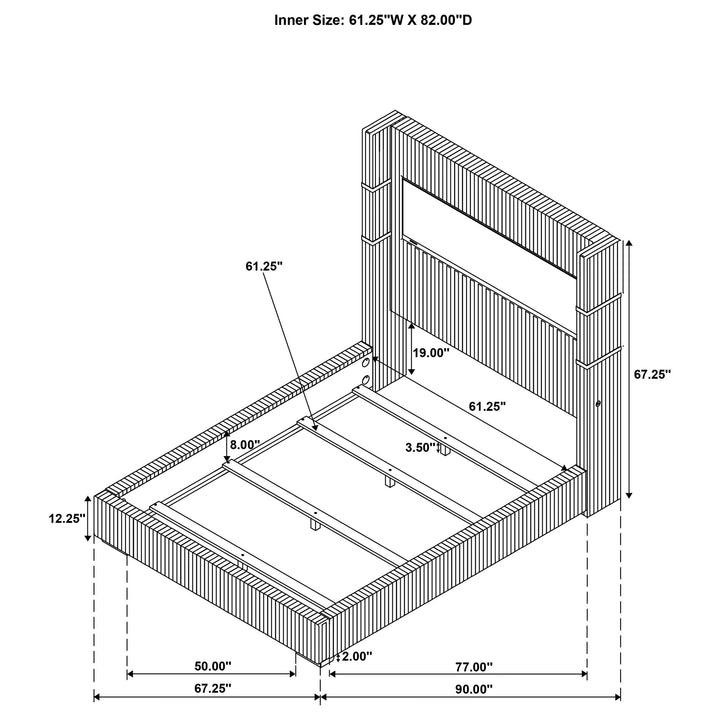 Coaster Furniture 306031Q Tisdall Upholstered Queen Flame Visualizer Bed Black