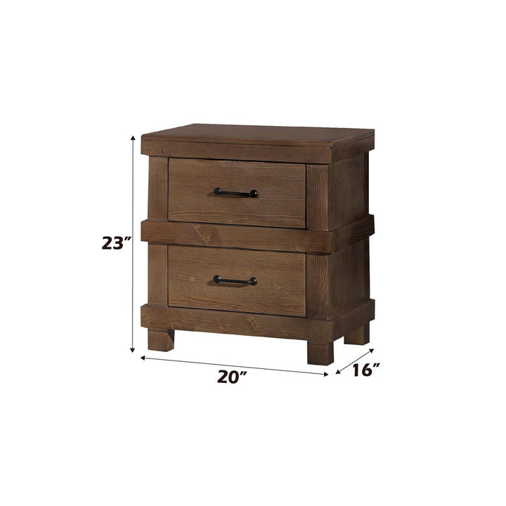 Adams Nightstand in Antique Oak Finish - dimensions
