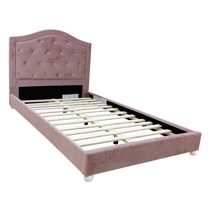 Reggie Twin Bed in Pink Fabric