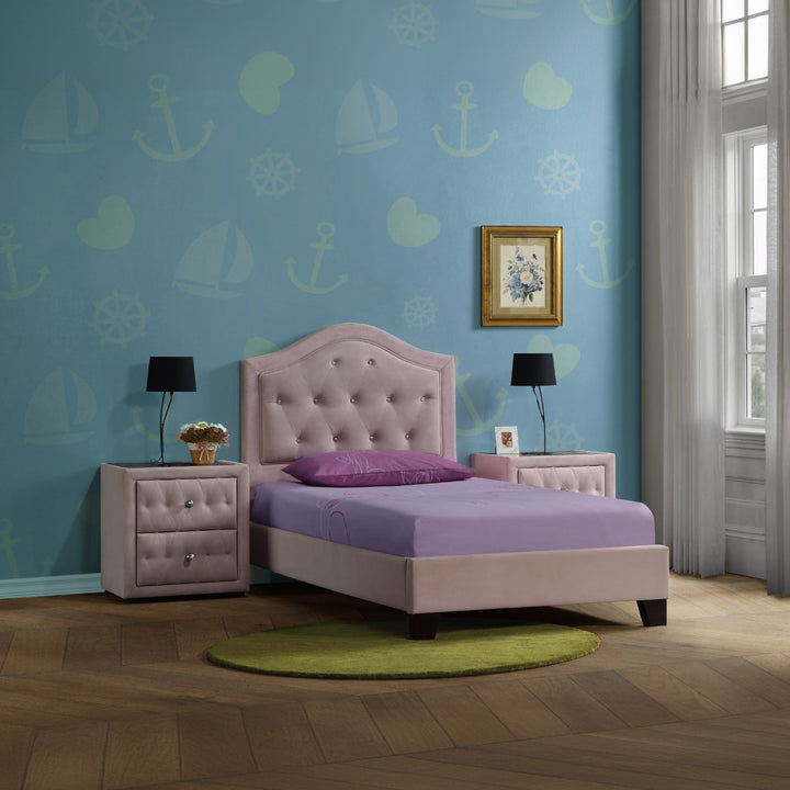 Reggie Twin Bed in Pink Fabric