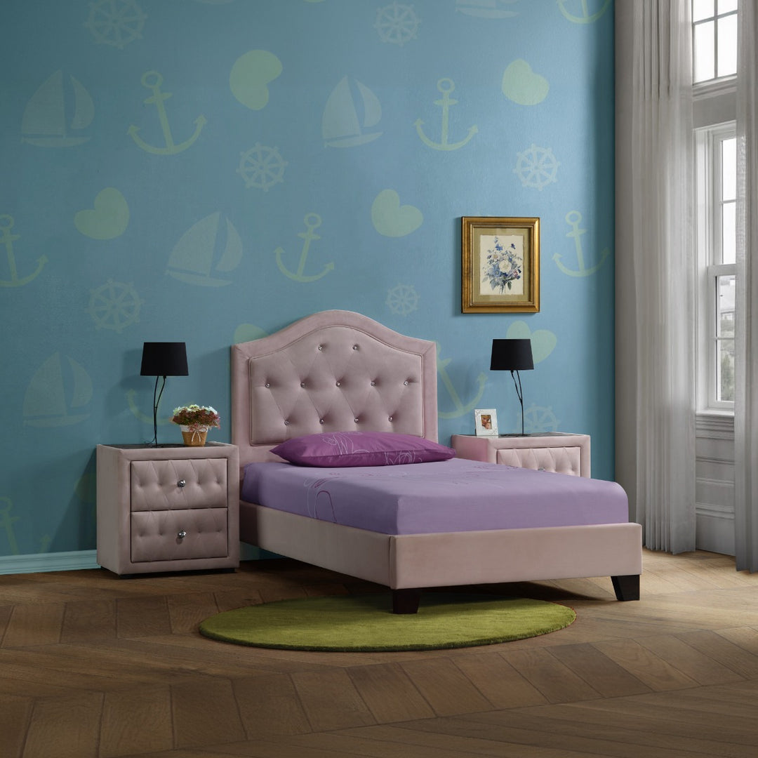 Reggie Nightstand in Pink Fabric