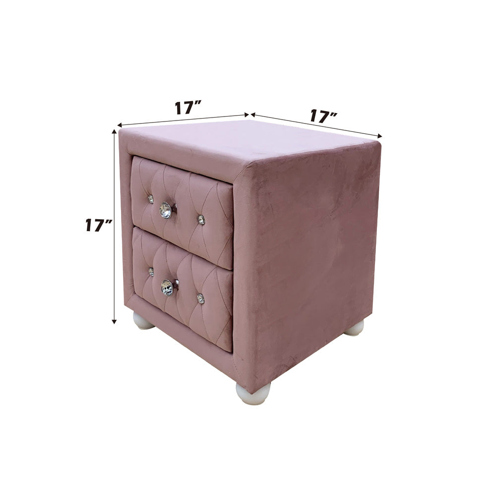 Reggie Nightstand in Pink Fabric