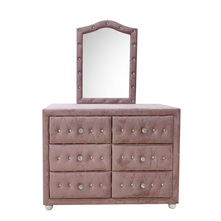 Reggie Mirror in Pink Fabric