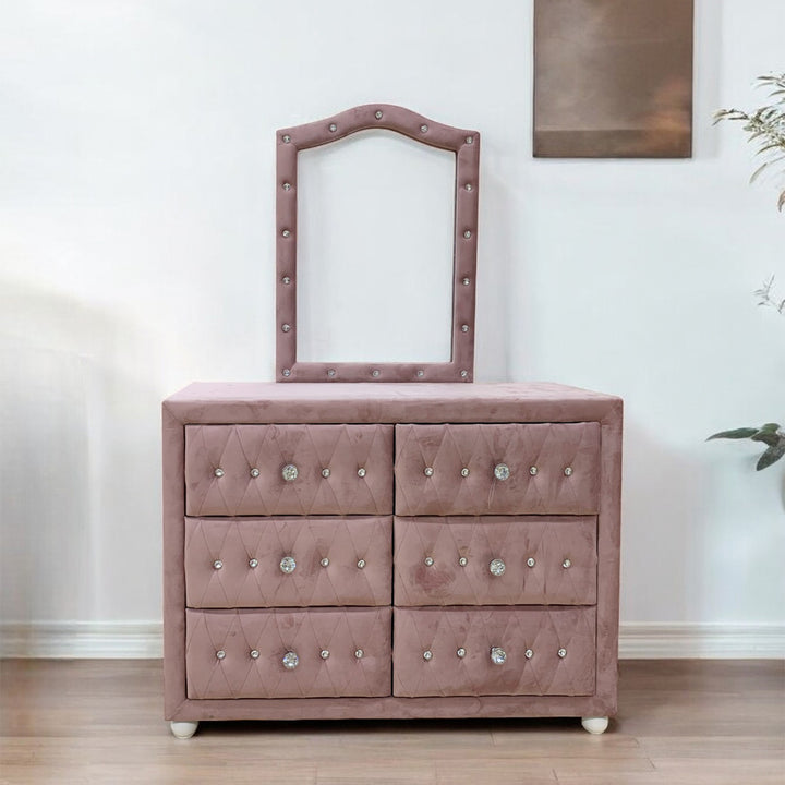 Reggie Mirror in Pink Fabric