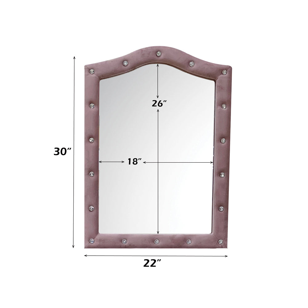 Reggie Mirror in Pink Fabric - dimensions