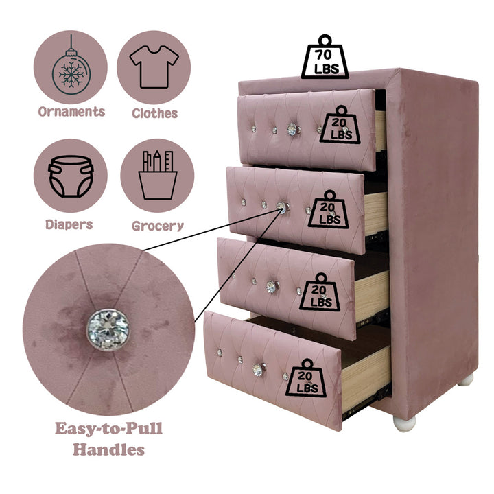Reggie Chest in Pink Fabric