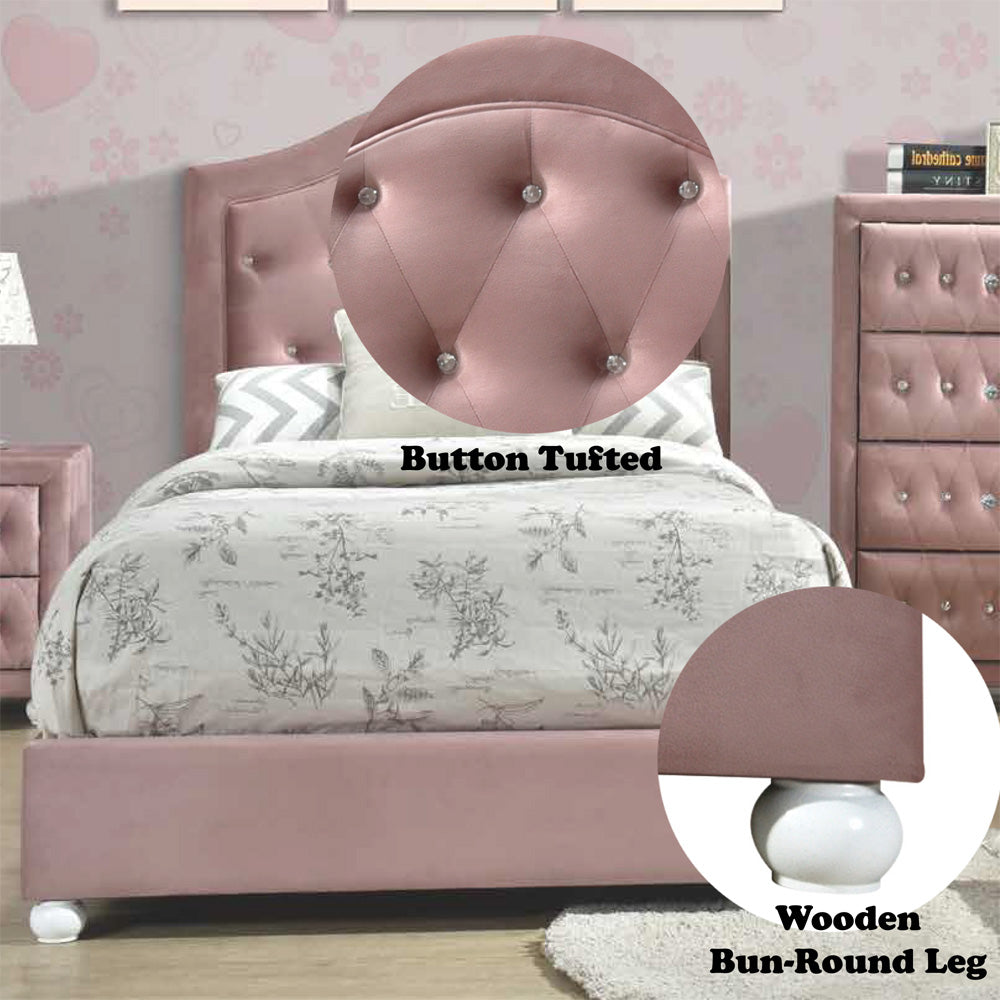 Reggie Full Bed in Pink Fabric