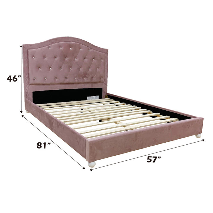 Reggie Full Bed in Pink Fabric - line drawing
