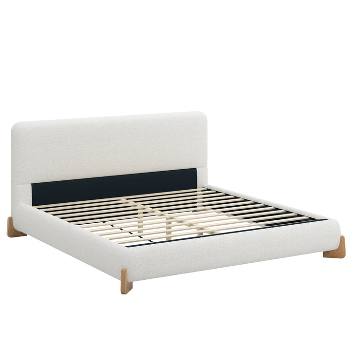 Boucle Upholstered King Bed – White
