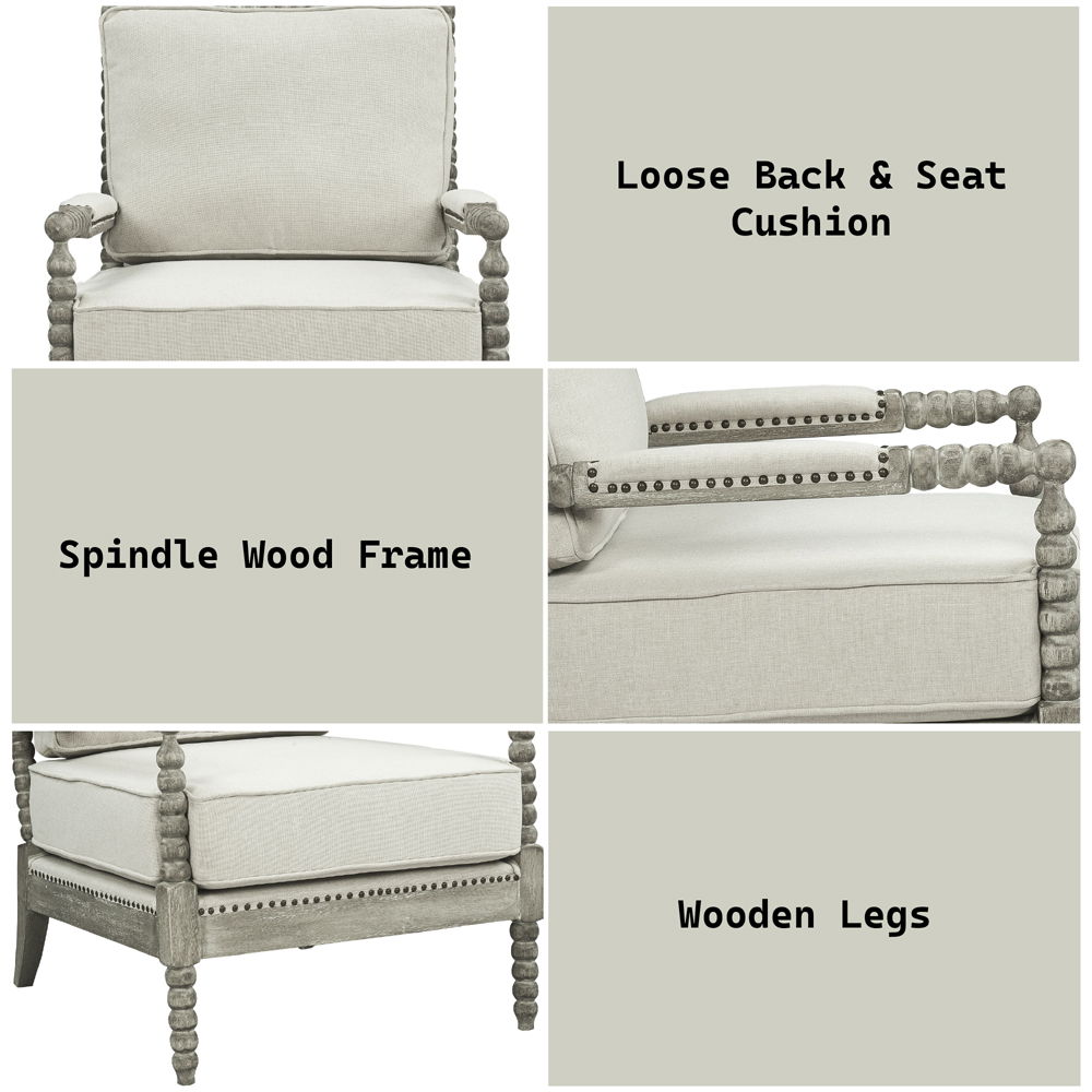 Saraid - Accent Chair - Beige Linen & Gray Oak