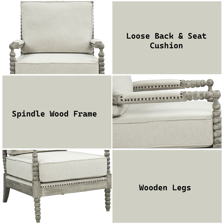 Saraid - Accent Chair - Beige Linen & Gray Oak