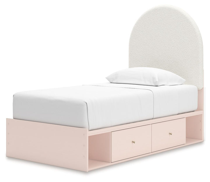 Wistenpine - Twin Upholstered Panel Bed With Under Bed Storage - Blush by Ashley Furniture product image