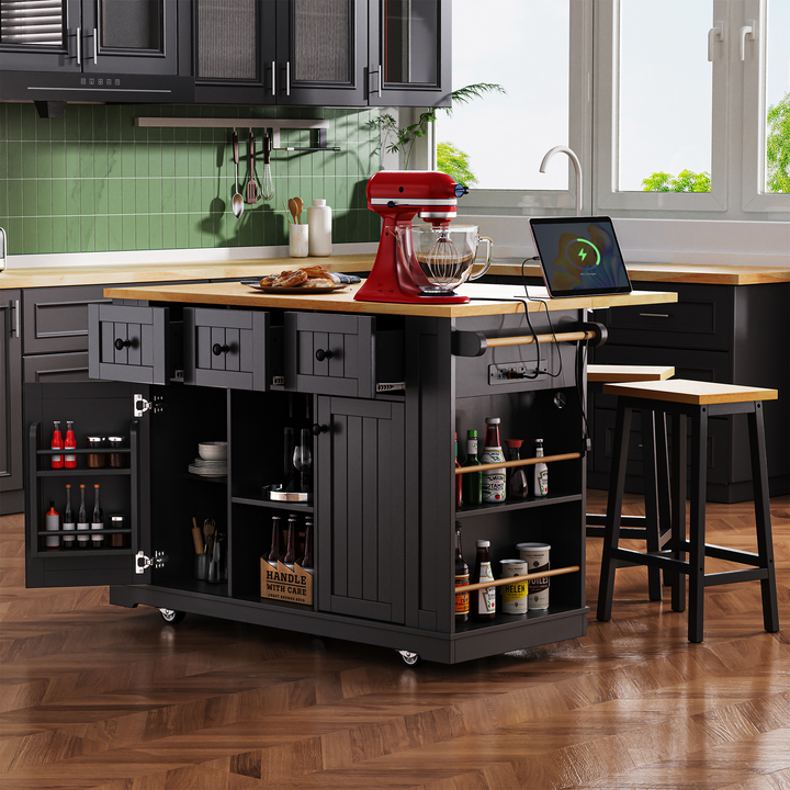 53-inch-black-kitchen-island-cart-with-drop-leaf-and-power-outlet