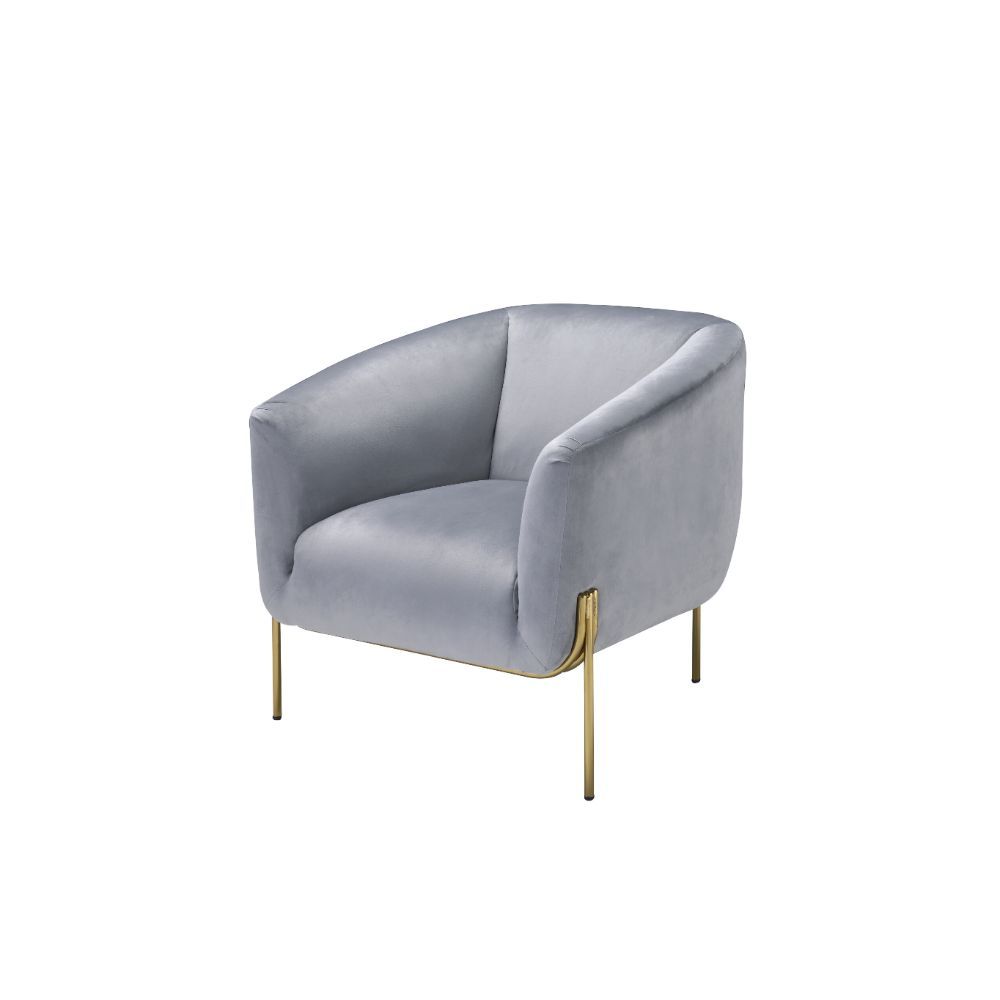 Carlson - Accent Chair - Gray Velvet & Gold