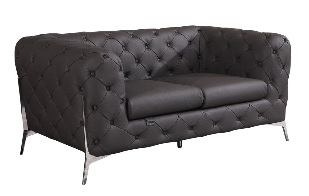 Global United Furniture DivanItalia 970 Italian Leather Brown Loveseat