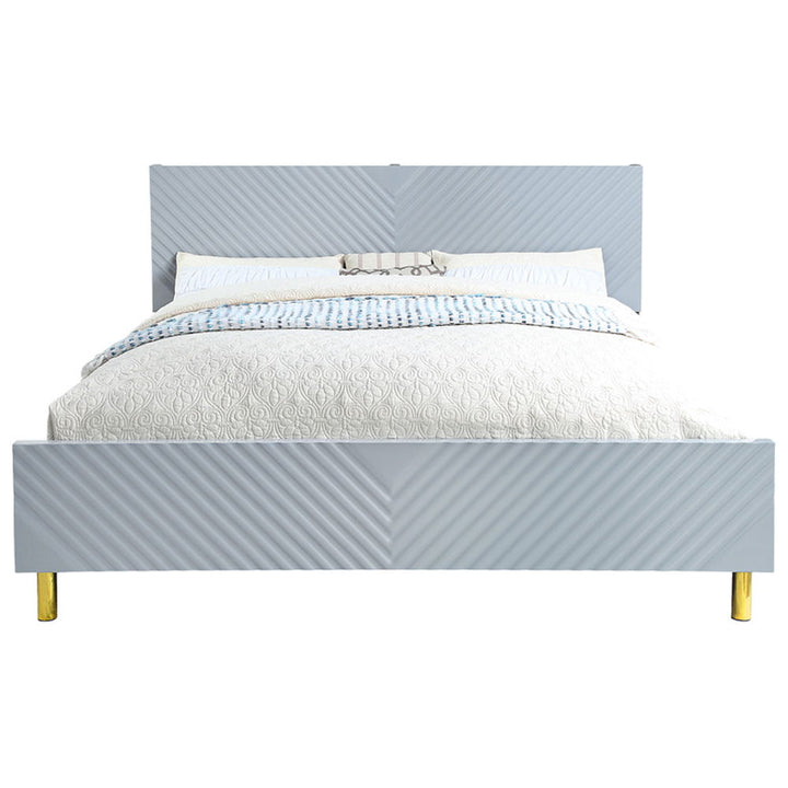 Gaines - Queen Bed - Gray High Gloss
