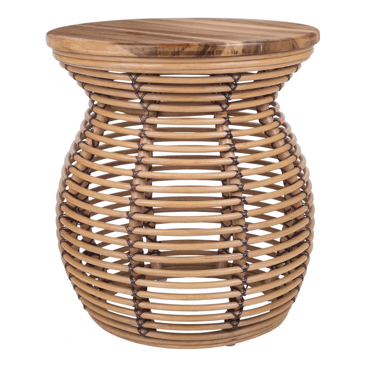Quito Rattan Side/End Table with Wood Top - Honey