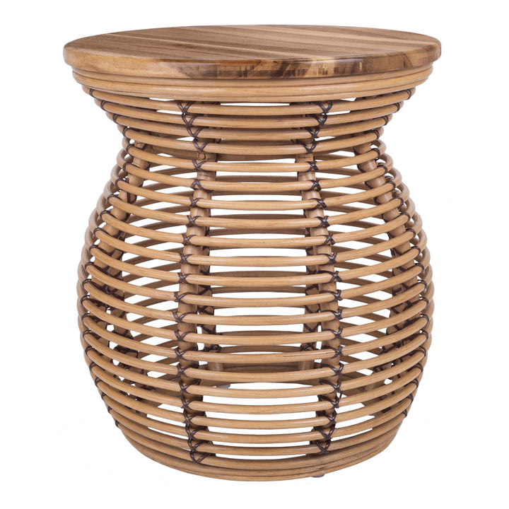 Quito Rattan Side/End Table with Wood Top - Honey