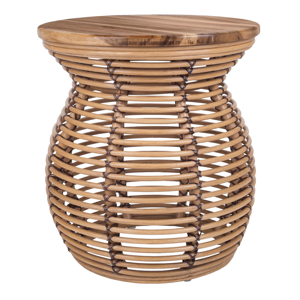 Quito Rattan Side/End Table with Wood Top - Honey